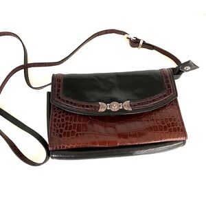 Brighton leather wallet black & brown with adjustable strap